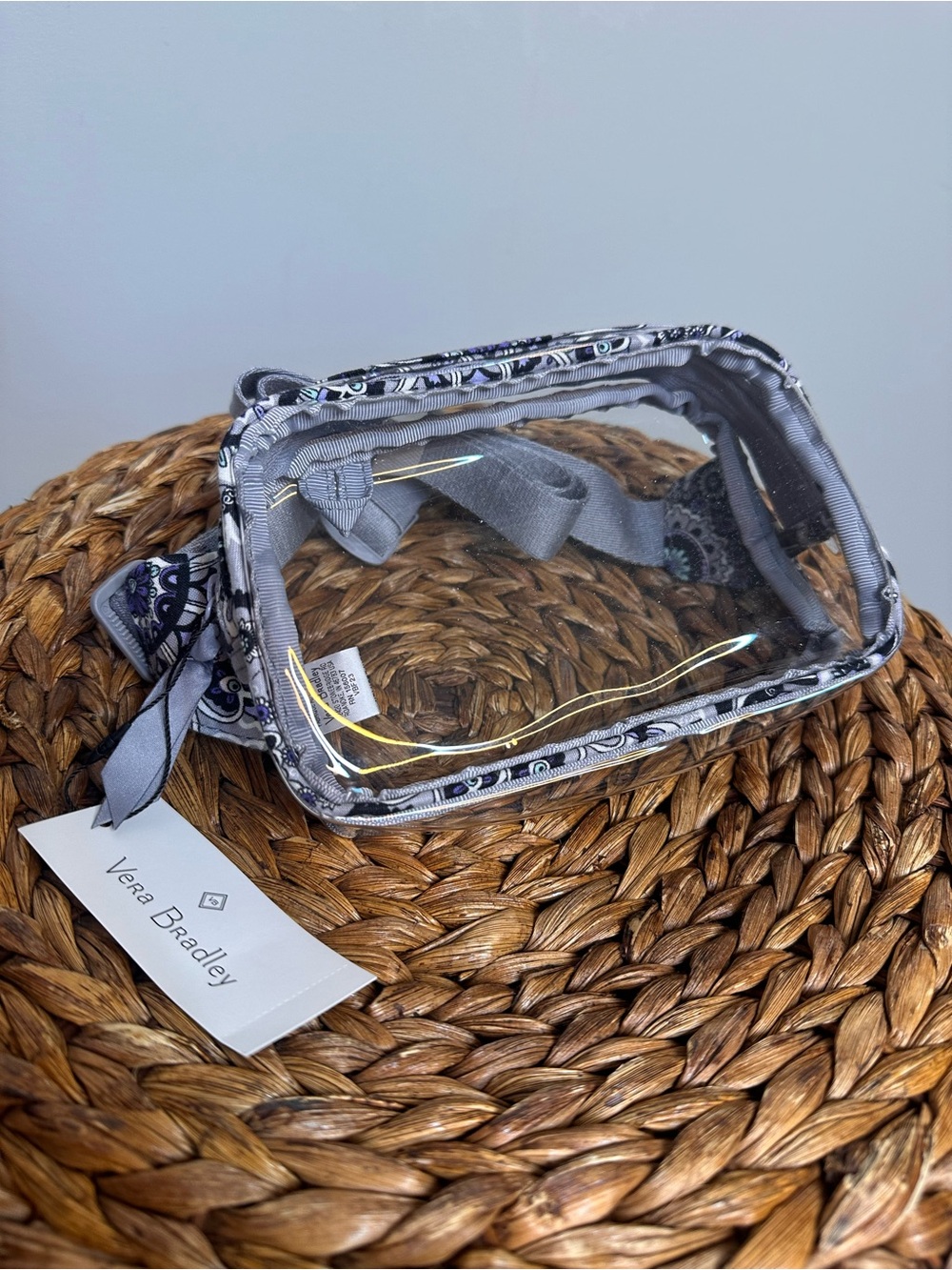 NWT Vera Bradley clear belt bag in Tranquil Medallion purple paisley print grey